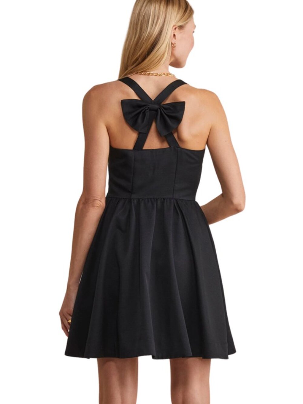 Vineyard Vines Black Bow Back Fit & Flare Silk Dress Wedding Guest Party 14 NWT - Picture 2 of 14